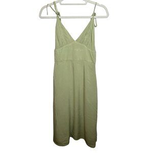 Forever 21 Sage Green Midi Dress Tie Straps Smocked Bodice M